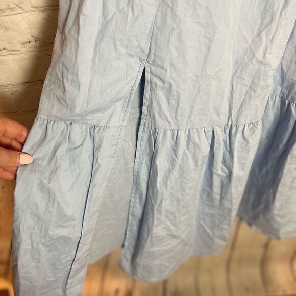 ASTR Poplin Tiered Midi Dress XS Puff Sleeve Blue NWT - Picture 8 of 12